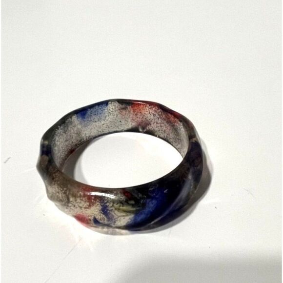 Stained Glass Pattern Girl’s Acrylic Bangle Bracelet, Blue-multi - Picture 2 of 5